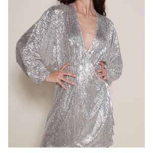 Eastnwest Label silver/ gold sequin wrap dress small